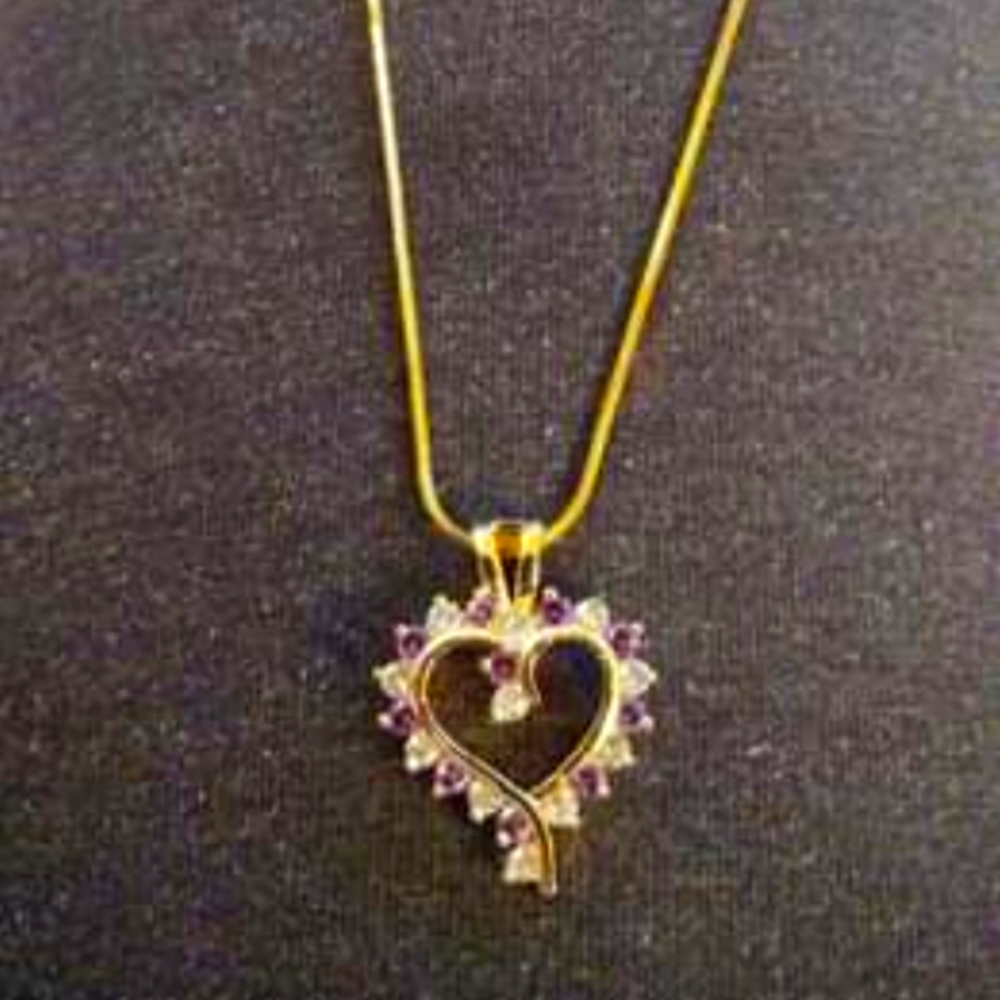 New Halo white sapphires and amethyst 14kgf necklace